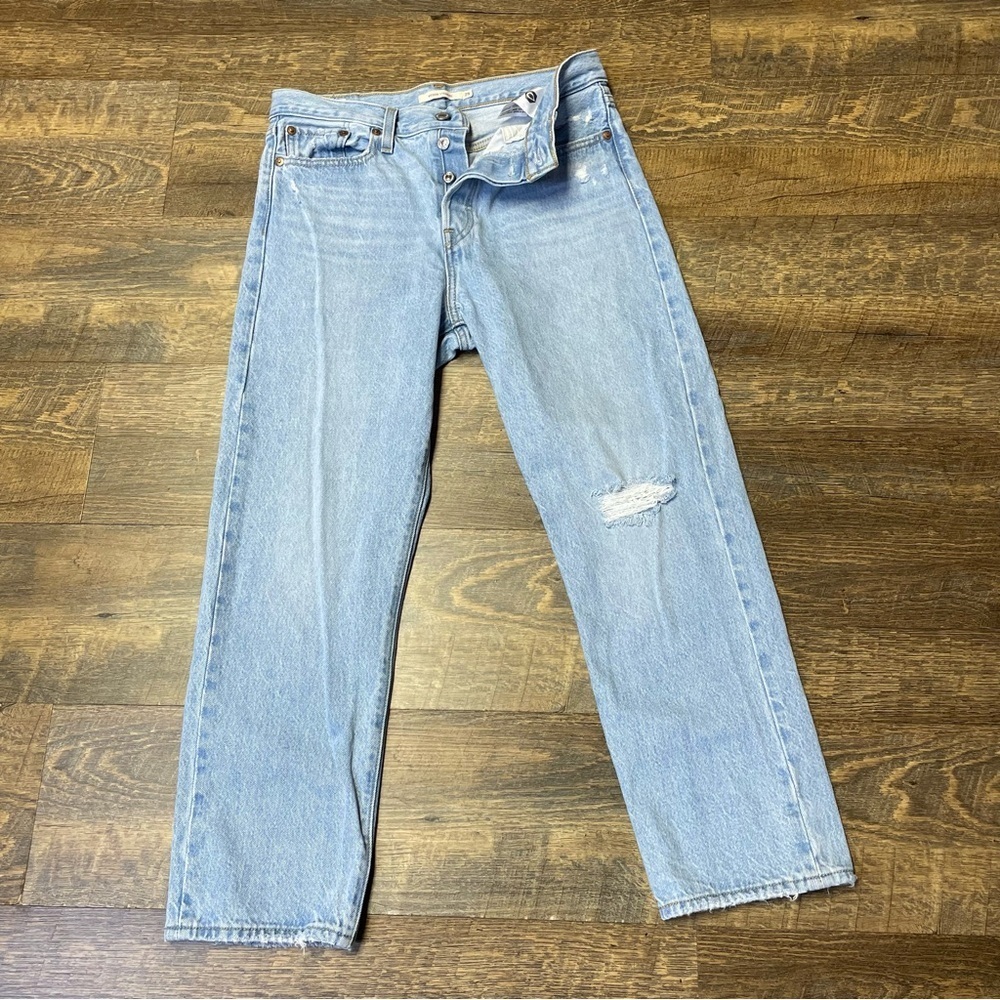 Levi's Premium Denim Wedgie Straight Jeans Women's 29 Distressed Big E Cotton